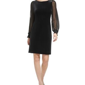 Karl Lagerfeld Black Dress with Sheer Sleeves